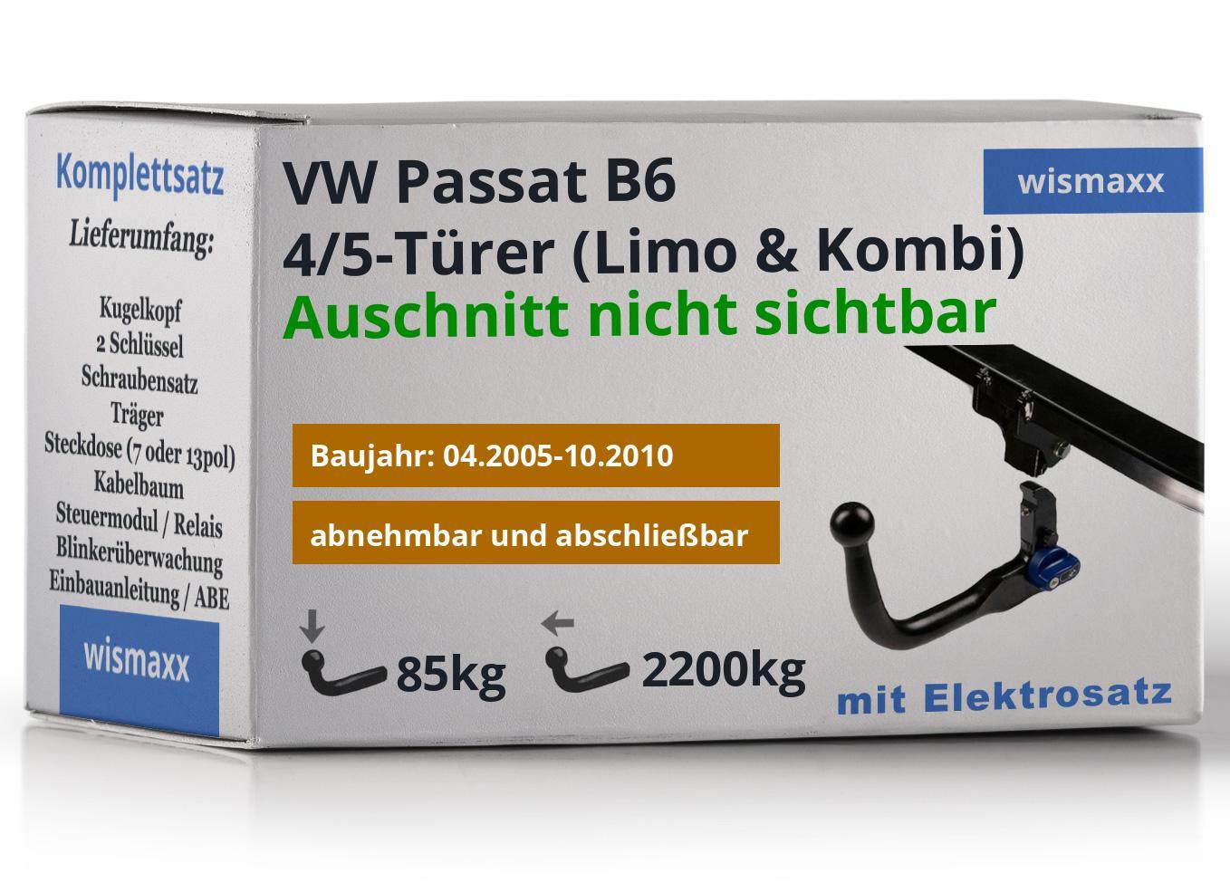 7-polig E-Satz Für Volkswagen Passat B6 2005-2010 Anhängerkupplung abnehmbar