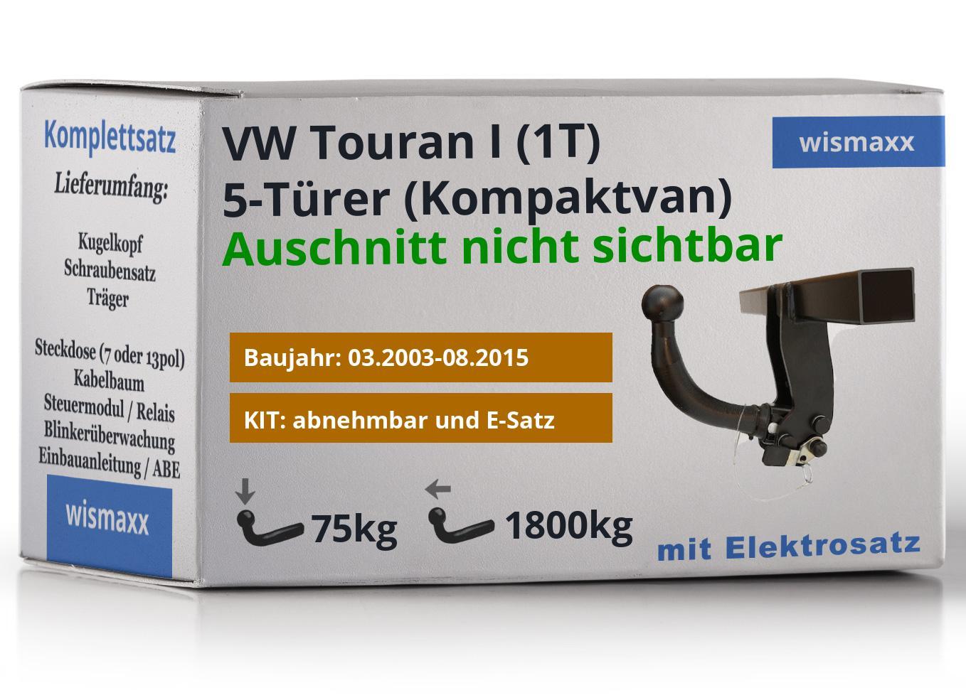 Komplett Anhängerkupplung AHK+Elektrosatz E-Satz für VW Touran I 03-15 